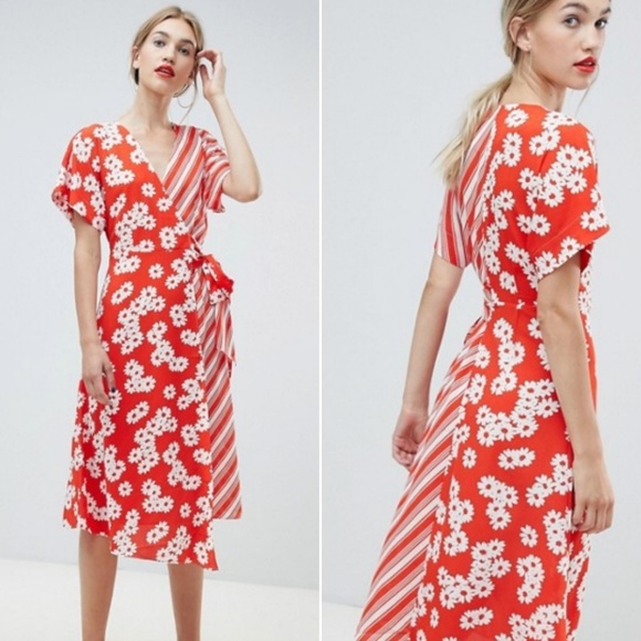 warehouse mixed floral print dress